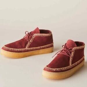 Anthropologie Laidback London Shenje Chukka Boots Burgundy Suede 10 Free People
